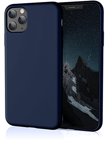 HiiVeet Silicone Case Compatible with iPhone 11 Pro Case 5.8 Inch, Soft Ultra Slim Protective Shockproof Liquid Silicone Phone Case with Anti-Scratch Microfiber Lining,Navy Blue