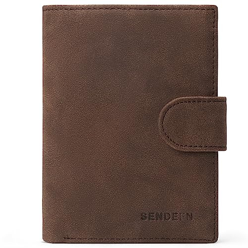 SENDEFN Herren Geldbörsen mit RFID Schutz, Groß Echtleder Portemonnaie Herren in Hochformat, Trifold Geldbeutel für Männer, Brieftasche Wallet Portmonee mit 16 Kartenfächer & Münzfach
