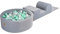 MEOWBABY Parco Giochi in Schiuma con Piscina di Palline 90x30cm/200 Palline per Bambini - Blocchi Morbidi, Velluto, Grigio Chiaro: Bianco/Grigio/Menta
