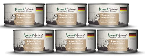 Venandi - Premium Nassfutter für Katzen - Schwein als Monoprotein, 6 x 100g (6er Pack), getreidefrei mit extra viel Fleisch
