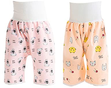 ACMEDE 2 Stück Baby Trainingshose Sleepy Windelhose Polster Cotton Potty Underwear Windelunterwäsche Baby Windelrockshorts Trainingswindelhose Lernhose (as3, Age, 1_Year, 4_Years, Regular, Stil 1)