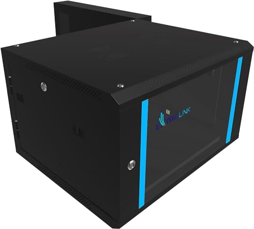 Extralink Serverschrank 19 Zoll 9HE – Netzwerkschrank 600mm Tiefe zur Wand- oder Standmontage, Traglast 60 kg, gehärtete Glastür, abschließbar 180° Öffnung, schwarz – für Heimnetzwerk & IT-Geräte
