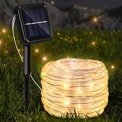 Gimisgu 30M Solar Lichtschlauch Außen, 300 LEDs Wasserdicht Außenlichterkette, 8 Modi LED Schlauch Warmweiß, Solar LED Lichterschlauch für Garten, Balkon, Hochzeit, Party und Weihnachten
