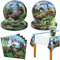 Set de Décorations de Fête Dinosaure, Dinosaure Assiette Anniversaire, Dinosaure Anniversaire Vaisselle, Pour Fournitures de fête d'anniversaire Enfant Baby Shower (Bleu)