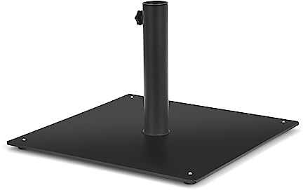 KOMFOTTEU Pied de Parasol, rectangulaire, pour Bâton de Parasol de 40/50 mm, Support de Parasol, avec Pieds Ajustables, Base de Parasol, Matériau en Fer Stable & Durable, Noir