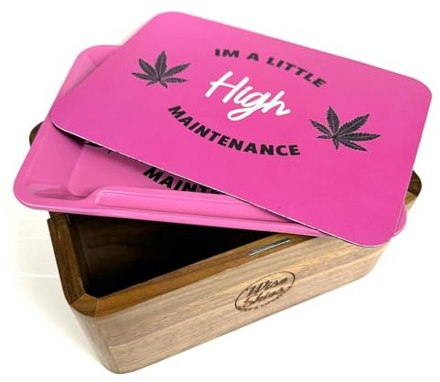 Im a Little High Maintenance Pink Rolling Box Set Stash Box Walnut Rolling Tray