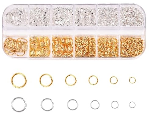 Biegeringe Schmuckherstellung Ringe 1300 Stk Spaltringe Offene Biegeringe Gold Silber Jump Rings Metall Sprungringe für Schmuck