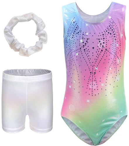Turnanzug Mädchen Gymstern Gymnastikanzug Turnen Body Glänzend Tanzoutfit Athletic Wettkampf Trainingsanzüge