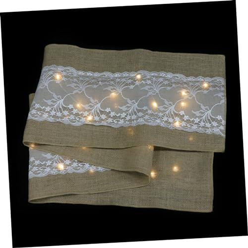 VINTORKY 1Stk Tischdecke für den einzug hochzeitstischdeko Vintage Tischdekoration Hochzeitstischläufer Tischläufer mit LED-Leuchten Haushalt das Banner Tischset schmücken Stoff