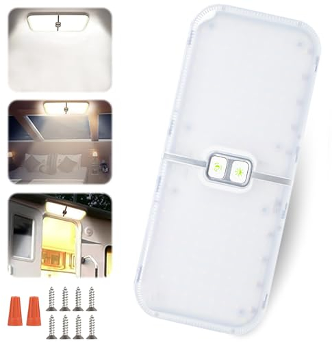 Nizirioo 12V LED Deckenleuchte Wohnmobil: Dimmbar Auto LED Innenbeleuchtung mit Schalter, 3 Farbtemperatur, Dach Lichter Deckenleuchte für Auto Wohnwagen RV Camping LKW Boot (Oval)
