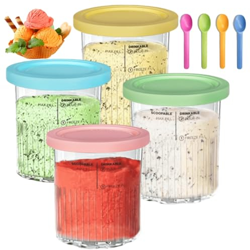 flavour pods Für Ninja Creami Deluxe Pints 4 Pack, Kompatibel mit NC501EU NC500EU Serie Creami Deluxe Ice Cream Makers, ninja creami behälter Ice Cream Zubehör