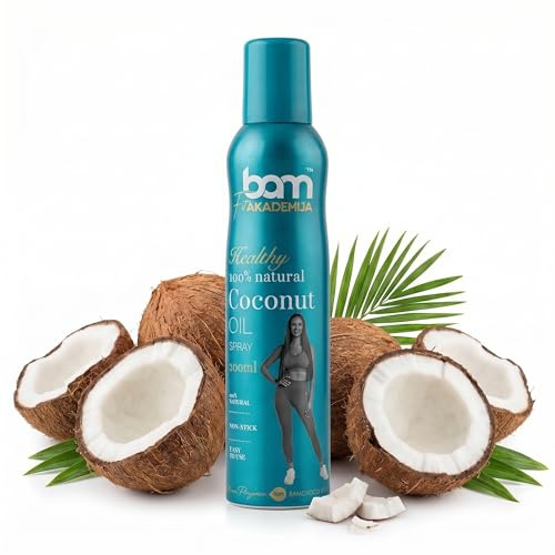BAM Öl-Spray, Natürliches 100% Öl-Kochspray, Für gesundes Kochen und Braten, 200 ml (Kokosnussöl)