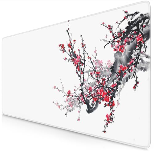 CSL-Computer TITANWOLF - XXL Speed Gaming Mauspad 900 x 400mm - XXL Mousepad - Tischunterlage Large Size - verbessert Präzision und Geschwindigkeit - Ink Sakura 2