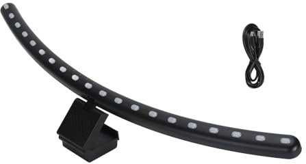 Tissting Barra de Luz para Monitor, 2 en 1, 7 Colores, Pantalla Curva RGB, Barra de Luz Dual, Lámpara de Monitor con Atenuación Continua con Atenuación Automática, Lámpara de Monitor