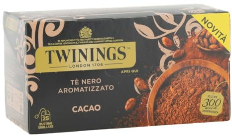 Twinings, Tè Nero Aromatizzato Cacao, Gusto Dolce e Avvolgente, Infusi e Tisane, 1 Confezione da 25 Filtri