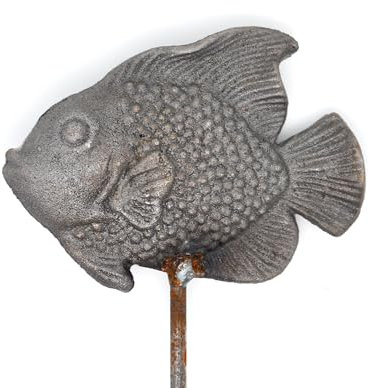 ecosoul Gartenstecker Fisch Rost Metall verrostet Stecker Gartendekoration Beet Stab Bodenstecker Edelrost Spieß 108 cm hoch