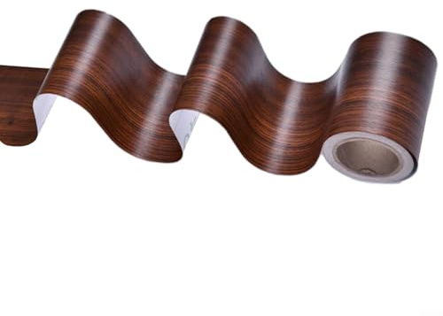 WIIYENA Wall Trim, Wood Grain Skirting Waistline Door Frame Edging Stickers Waterproof PVC Window Sill Decorative Trim for Home Decor(WALNUTS)