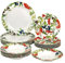 Baroni Home Service d’Assiettes 18 Pièces pour 6 Personnes en Porcelaine de Qualité, Plates Colorés Style Moderne, Servi de Table Assiette Creuse Plate et à Dessert, Fantaisie Baies