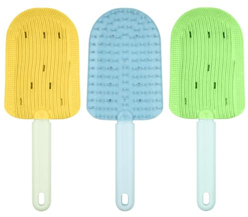Dayinkes 3PCS Katzenzungenkamm, Cat Tongue Comb Tragbar Zungenbürste für Katzen, Haustier-Pflegebürste, Haustier-Eiscreme-Massagekamm, Weiches Silikon Haustierbürste für Katzen, Für Haustiere Shedding