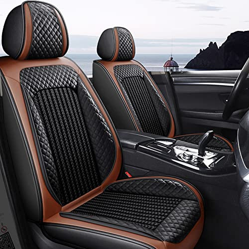 maiqiken Autositzbezug Für Volkswagen Tiguan 2009-2025 Komplettset 5-Sitze Auto Sitzbezüge Allwettereinsatz Auto PU Ledersitzbezug Vorne und Hinten,Standard - Braun