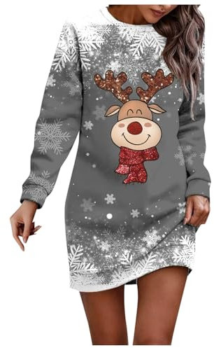Xiaojiu Robe De Noël Femme Chat, Jupe Danse Classique Fille, Mère Noël Sexy Grande Taille, Robe De Chambre Hiver Enceinte (Gris5,M)