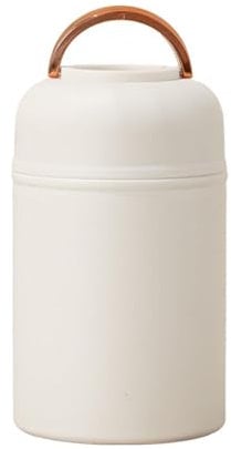AUTUUCKEE 500ml Food Flask, Stainless Steel Vacuum Double Walled Insulated Food Jars with Folding Spoon, Soup Thermal Lunch Box for Hot Food Container School Work, Dishwasher Safe(off-white)