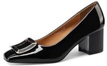 QUEEN HELENA ZM9912 Chaussures basses élégantes avec talon pour femme, Peinture noire, 40 EU