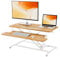 ERGOMAKER Steh-Sitz Schreibtischaufsatz Höhenverstellbar, Stehpult Aufsatz Schreibtisch 80 X 40CM Desktop Erhöhung mit Tastaturablage Für Zwei Monitore,Helles Rustikalbraun