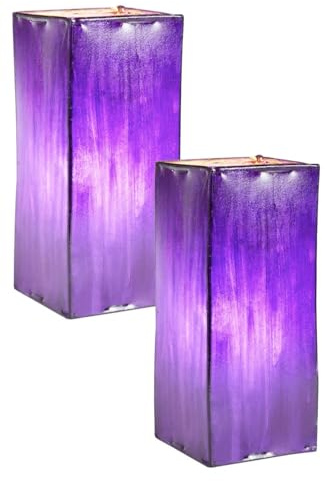 2er Set Orientalische Lederlampe Janka Lila modern aus Leder 30 cm