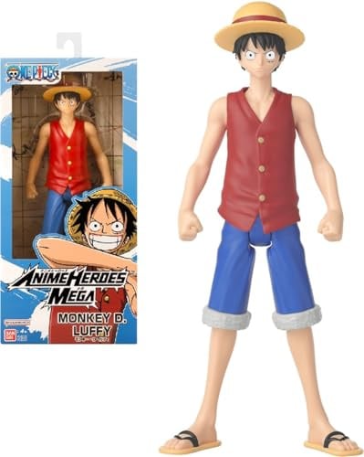 BANDAI - Anime Heroes - One Piece - Anime Heroes Mega Figur 30 cm Ruffy - Große bewegliche Figur - Manga - Luffy - Offizielle One Piece Lizenz - Spielzeug für Kinder ab 4 Jahren - 38331