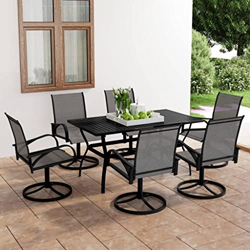 LLEZKBR Gartenmöbel-Set, 7-teilig, Textilene und Stahl