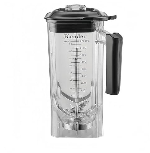 Jarra de Vidrio de Repuesto for licuadora de 74 oz (2200 ml), Compatible con DEMASHI DMS-K95/K31 la licuadora Comercial. Vaso Mezclador de borosilicato Resistente con Tapa y asa antiderrames.
