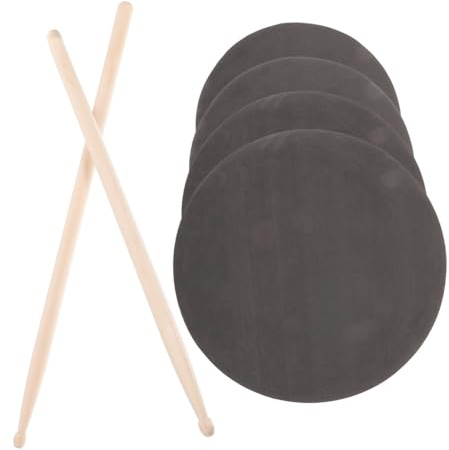 Drum Pad 12 Zoll Satz mit Trommelstöcken und Übungspad | Schwarz, Foams, 1 Satz, Leicht und Ergonomisch, für Professionelle und Private Nutzung