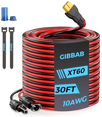 Gibbab Solar auf XT60i Kabel, Solarpanel auf XT60i Adapterstecker XT60i-F Verlängerungskabel (10 AWG, 9 m)