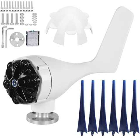 Generatore Eolico 800W 6 Pale Nylon, 48V, 550mm Pala Eolica Verticale - Avvio Veloce, Alta Efficienza Energetica, Ideale per Uso Domestico e Barche (Azul)