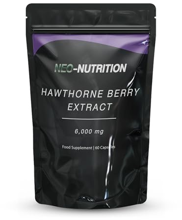 Hawthorn Berry 6000mg – High Strength Hawthorn Supplement – 60 Vegan Capsules – Resealable and Recyclable Pouch by Neo Nutrition