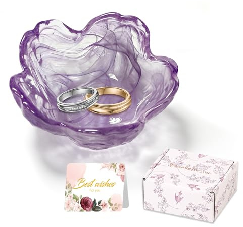 Flower Jewelry Dish Ring Holder Jewelry Tray Cute Vanity Organiser Room Decor Aesthetic Nightstand Bathroom Bedroom Decor Trinket Dish Small Valentine's Friendship Christmas Birthday Gifts for Women