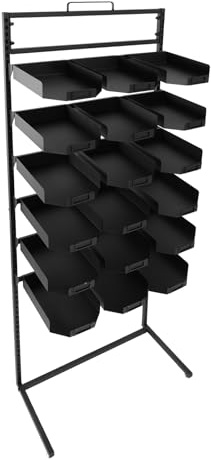 HIKUUER 6-stufiger Schwarz Hutständer 70 x 35 x 165cm freistehend Huthaltergestell mit 18 Tellerablage Displayständer für Bekleidungsgeschäften, Geschenkeläden, Garderoben