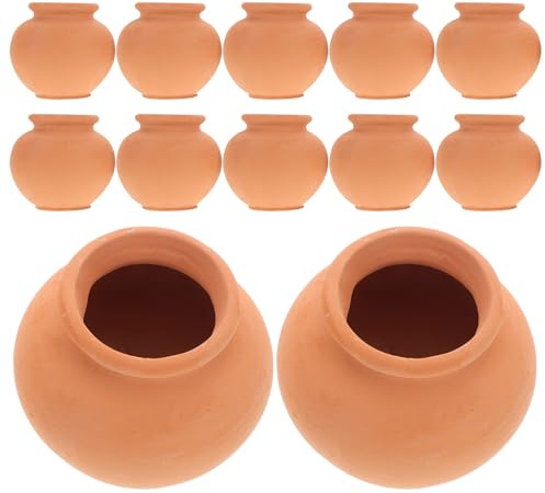 Operitacx 12 Pièces Pot en Terre Cuite Vintage Rond pour Plantes Succulentes et Boutures de Feuilles, Pot de Pépinière Intérieur Orange avec Forme Arrondie Sûre et Gain de Place, Décoration