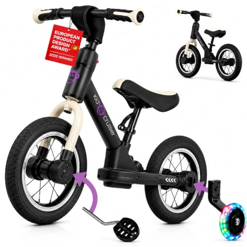 Kidcruiser Pedalplay laufrad ab 2 Jahre, ideal zum Radfahren Lernen, 3‑in‑1 mit LED Stützrädern & Pedalen, besonders robustem Modulrahmen