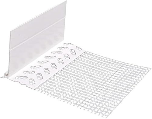 15x Handelskönig Sockelkantenprofil PVC 80 mm mit Gewebe 200 cm Sockelprofil 30 m Einsteckprofil Dämmung Perimeter Fassade Putzabschluss Kantenprofil