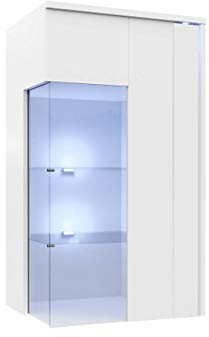 Mirjan24 Hängevitrine Marokko 50/100 MR07, LED Beleuchtung, Vitrinenschrank, Dekorative Vitrine, Glasvitrine, Stauraumvitrine Hochschrank, Wohnzimmer Highboard Schrank (Weiß/Weiß Hochglanz, Rechts)