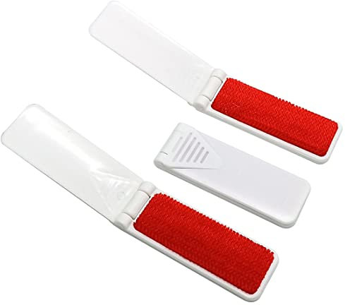 GARASANI Portable and Foldable Plastic Fold Clothing Dust Brush Pet Hair Remover Manual Sofa Bed Dry Cleaning Fabric Fluff Lint Cleaning Tool 3Pcs (Folder Type Gray)