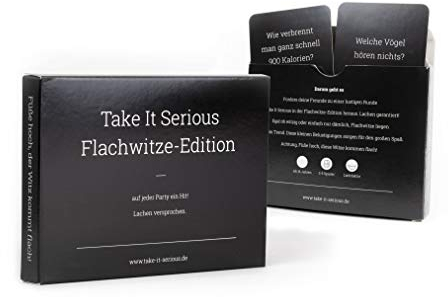 Take It Serious Flachwitze-Edition - Partyspiel mit 100 lustigen Spielkarten zum Lachen handverlesen mit den besten Flachwitzen | Trinkspiel | Partyspiel | lustig | Wer lacht verliert