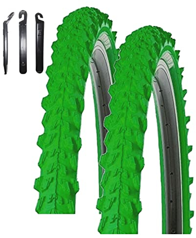 2 x Kenda 24 Pyscho K-829 MTB Fahrradreifen in Grün 50-507 (24 x 1,95) inkl. maxxi4you Reifenheber