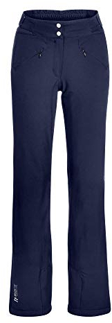 Maier Sports Allissia Slim, Enganliegende Damen Skihose, Wasserdichte Schneehose, Stretchmaterial und verstellbarer Bund, PFC-frei, mTHERM Wattierung & mTEX Wetterschutz, Blau, Gr. 46 (W38/L32)