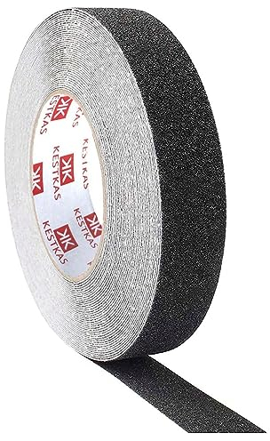 KESTKAS Nastro Adesivo Antiscivolo 25mm x 15m - Strisce Antiscivolo per Scale - Nastro Antiscivolo Nero - Adesivi per Scale Interne Esterne - per scale esterne