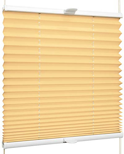 SchattenFreude Klemmfix-Plissee für Fenster | Mit Klemm-Haltern | Ohne Bohren | Hell-Aprikot, Breite: 50cm x Höhe: 130cm