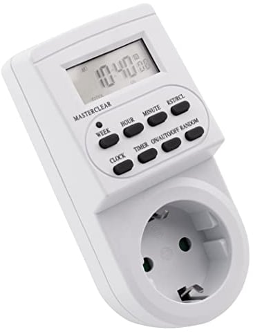 McPower Temporizador Digital AZ-62, 10 Programas, Ciclo 12/24h, con Batería de Respaldo, 3600W Máx., 230V, Ideal para Calefacción, Persianas, Luces Navideñas
