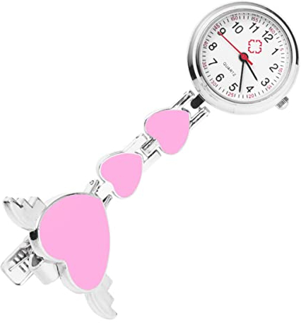 VILLCASE Uhr Taschenuhr Ansteckuhr Krankenschwesteruhr Emaille Herz Brosche Chic Quarzuhr Schwesternuhr Umhängeuhr Pflegeuhr Pflege Pulsuhr Herren Damen Arzt Uhr Geschenk